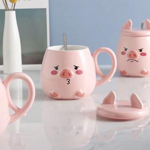 Lelyi-taza <span class=keywords><strong>de</strong></span> agua <span class=keywords><strong>de</strong></span> cerdo con dibujos animados, bonita y creativa, rosa, regalo - Product Image 3