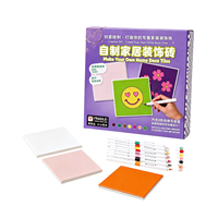 Kit de Peinture pour Carreaux de Décoration Maison DIY, Ensemble Créatif de Carreaux en Céramique Vides Réutilisables avec 8 Marqueurs de Peinture Acrylique, Cadeau Artistique pour la Décoration Intérieure