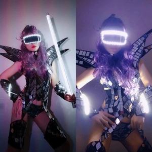 <span class=keywords><strong>Disfraz</strong></span> de Danza Escénica de Elfo Nocturno DSDJ para Cantante Femenina <span class=keywords><strong>Futurista</strong></span>, GOGO 100% Poliéster con Tecnología Brillante y Lentes de Espejo - Product Image 2
