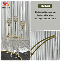 Support de gâteau de mariage en cristal suspendu lisse, support en métal doré, support de présentation de dessert