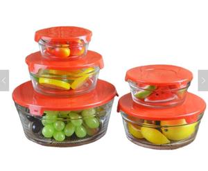 Wholesale 5pcs Glass Bowl Set with Plastic Lid Microwave Oven Bowl Sets for Outdoor Dishwasher Safe Food Storage Container
