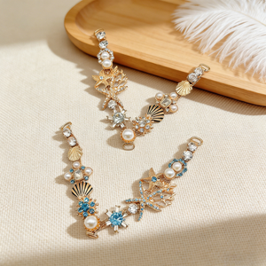 Decorazioni a Catena a V per Scarpe, Cinturini in Strass e Cristalli per Infradito, Accessori per Scarpe da Spiaggia da Donna - Product Image 3