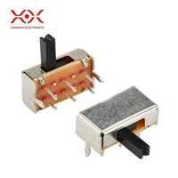 Interrupteur à glissière vertical 6 broches 2 positions SS22F24, interrupteur à bascule pour circuit imprimé à montage traversant avec languette de fixation pour alimentation de haut-parleur ou jouet