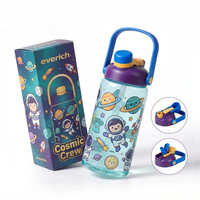 Bouteille d'eau en plastique à motif créatif, design attrayant, avec paille, pour enfants, portable, idéale comme cadeau