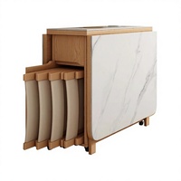 Ensemble de table à manger pliante en bois massif avec 6 chaises, gain de place, armoire de rangement extensible, meubles de cuisine pour petits appartements, OEM