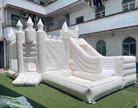 Vente en gros de châteaux gonflables commerciaux, combinés avec toboggan aquatique blanc, mini châteaux gonflables pour enfants, pour la location événementielle