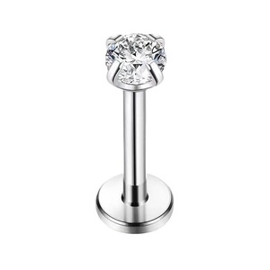 Piercing Labret de Titanio G23 con Circonia Transparente |   Joyería Quirúrgica F136 con Rosca Interna |   Piercing para Labio, Oreja y Nariz - Product Image 5
