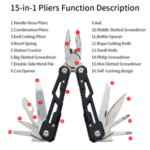 Alicates multifuncionales Alicates de bolsillo de acero inoxidable Cuchillo Herramienta de reparación de rescate de emergencia plegable versátil - Product Image 6