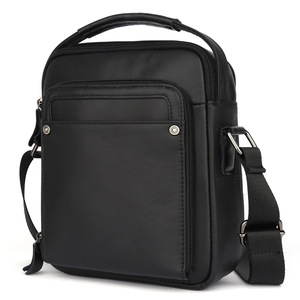 Men's Genuine Leather Crossbody <b>Bag</b> Solid Color <b>Small</b> Casual Messenger <b>Bag</b> For Leisure Travel - Product Image 1