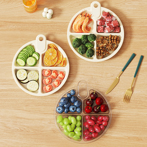 Divided Plate Four Compartment Round Porcelain Style Portion Control For Breakfast Weight Loss Child Use - Product Image 2