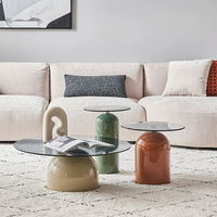 Ensemble de table basse crème moderne haut de gamme Table d'appoint en verre créative de style français pour petits salons pour canapés minimalistes