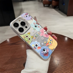Mignon petit monstre dessin animé Silicone coque de téléphone souple pour iPhone 13 16 Pro Max Anti-chute protection Mobile dos galvanoplastie - Product Image 4