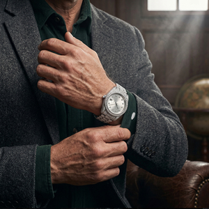 Orologio da <span class=keywords><strong>Uomo</strong></span> di Lusso in Acciaio Inossidabile con Moissanite, Diamanti Moissanite Brillanti Colore D VVS, Accessorio da Polso, Regalo Perfetto - Product Image 5