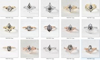 Ensemble de bagues 2 pièces Ensemble de bagues en diamants sel et poivre Bagues de fiançailles de luxe en argent 925 pour femmes