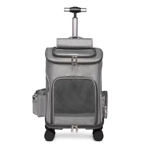 Sac à roulettes pliable pour petits chiens et chats Sac à dos pour animaux de compagnie avec roues pour le voyage - Product Image 1