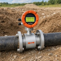 Flowmeter Elektromagnetik Pipa Vertikal DN200 DN250 DN300 Berflens Pengukur Aliran Air IP68 untuk Air Kota