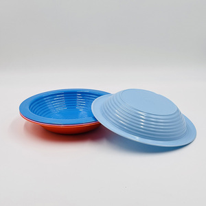 Ensemble de plats <span class=keywords><strong>et</strong></span> de bols profonds en mélamine côtelée de couleur unie, écologiques, 9 pouces, sans BPA, lavables au lave-vaisselle, pour salade, soupe, pâtes - Product Image 3
