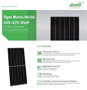 แผงโซลาร์เซลล์ <span class=keywords><strong>Jinko</strong></span> Tiger Mono-facial กำลังไฟ 450 วัตต์ <span class=keywords><strong>460wp</strong></span> 470w กำลังลดราคา - Product Image 3