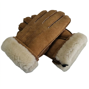 Custom Logo Windproof Winter Leather Gloves Thick Fleece Lined Thermal Driving Gloves Factory - Product Image 1