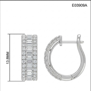 Boucles d'oreilles créoles grandes et tendance en or blanc 18 carats plaqué or, serties de diamants de haute qualité, pour femmes, cadeau de fête ou de mariage - Product Image 5
