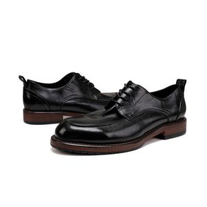 Apini Nouvelles Chaussures Classiques Formelles Haut de Gamme pour Hommes en Cuir de Cheval Fait Main, à Lacets, Rétro, Semelle en Cuir Lavé, Respirantes, Automne - Product Image 6