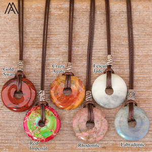 Collar con colgante de rosquilla de cristal para hombre, joyería de 30mm, regalos de cumpleaños - Product Image 4
