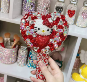 Miroir diamant fantaisie de luxe en strass Miroir de maquillage à main Miroir de <span class=keywords><strong>salon</strong></span> de beauté à cils - Product Image 6