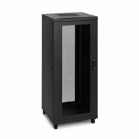 Rak Server Jaringan 42U, Kabinet Lantai, 19 Inci, Baja Cold-Rolled, Pintu Kaca Tempered, Hitam, untuk Pusat Data IT
