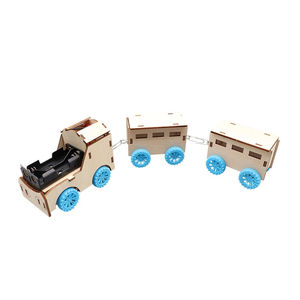 OKYN-G5459 Kit Educativo Electrónico STEM de Madera para Armar un Tren Pequeño de Tres Secciones para el Aprendizaje de los Niños - Product Image 3