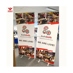 Custom Printed Aluminum Roll Up Banner Portable Retractable Pull Up Display Stand For Promotional Flags Banners