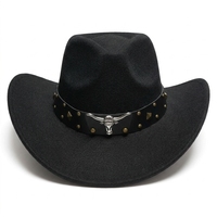 Chapeau en feutre de laine personnalisé de style occidental à la mode, avec bord large et souple, en denim, pour adulte, personnalisable pour les fêtes