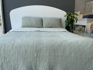 Couvertures de lit Charming 100% Couverture en mousseline de coton Beige avec texture Fit for Bedroom Ambiance Sweet Dreams Apporter de la chaleur - Product Image 4