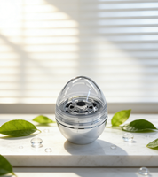Pot cosmétique en forme d'œuf en plastique AS, vente en gros, étiquette privée OEM, faible MOQ, emballage de maquillage vide avec logo personnalisé