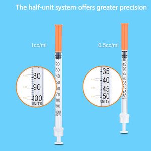 Seringue hypodermique jetable pour animaux, insuline, 100 UI, stérile, 1 ml / 0,5 ml avec aiguille fixe 29/30G - Product Image 6