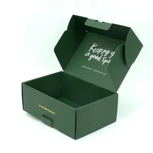 Özel Logo eko dostu renkli baskı katlanabilir giysi kozmetik ayakkabı tatlı şeker paketleme oluklu yeşil kağıt Mailer kutuları