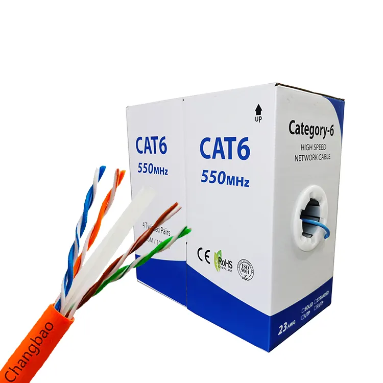 Changbao sıcak satış 3m cat6 kablosu rulo cat6 bakır kablo fiyatı metre başına İnternet