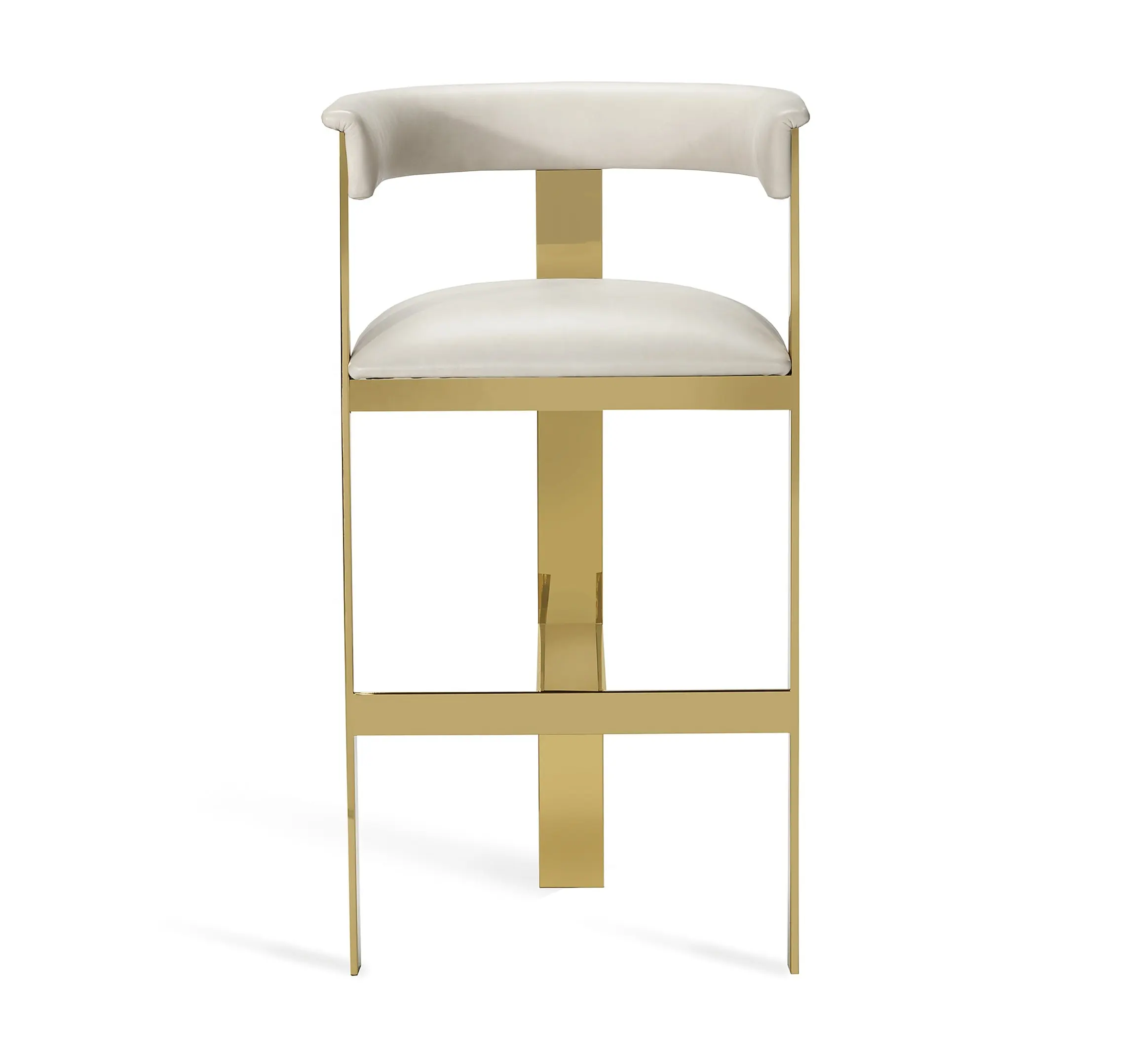 높은 뒤 금속 다리 뒤 카운터 의자를 가진 진짜 가죽 막대기 발판 높은 의자