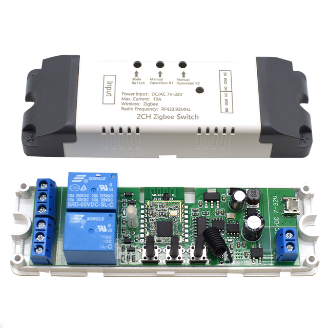 E0501/F0203 2CH Zigbee Relay Module Wifi Smart Switch Module 433 Remote Control Smart Home Garage Remote Relay Alexa Google Home