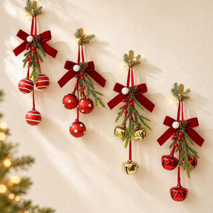 Guirnalda de Bolas Navideñas en Forma de Lazo, Hechas a Mano, de Alta Calidad, Adornos Navideños de Metal/Plástico/Tela con Colgador - Product Image 4