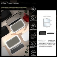 Miroir de maquillage portable multifonctionnel à LED, double face 5x/1x, pliable, finition argentée, option de logo personnalisé