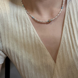 <span class=keywords><strong>FY</strong></span>- 32 tl45 S925 in argento Sterling versione coreana Design nicchia collana di perline turchese stile Vintage personalità alla moda - Product Image 3