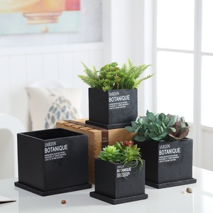 Jardinières créatives simples, grands pots à fleurs carrés <span class=keywords><strong>en</strong></span> ciment pour bonsaï avec trous et plateaux - Product Image 2