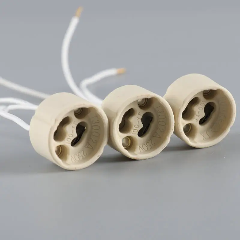 Porcelain Lamp Base With Wire GU10 Lamp Holder Ceramic Connector Socket for LED Halogen Lamp Light