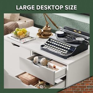 Armadio comò in legno a 5 cassetti con porta, armadietto <span class=keywords><strong>mobile</strong></span>, supporto per stampante adatto per l'home office - Product Image 4