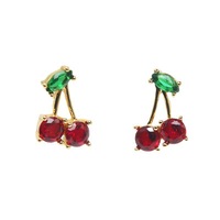 Fruit Red Zircon Cherry Stud Oorbellen Verguld Stijlvol Trendy Veelzijdig Damesmode Legering Cadeau Jonge meisjes