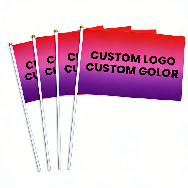Custom Hand Flag Polyester Free Design Printing Flag Wholesale Country Shaking Stick Flags Mini Size