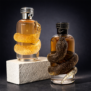 Nuovo Design: Flacone Spray in <span class=keywords><strong>Vetro</strong></span> Trasparente a Forma di Serpente, 100ml 150ml, con Tappo a Crimp e Scatola, per Profumo - Product Image 2