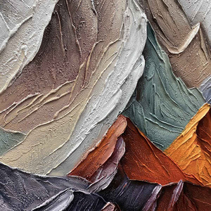 3D Textured Impasto Mountain Landscape Painting in Earthy Tones <b>Framed</b> Wall Art Handmade <b>Large</b> Minimalist Oil Painting - Product Image 5