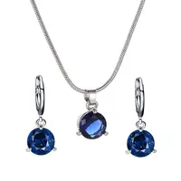 Bijoux en argent massif pour femmes, ensemble de pierres précieuses en saphir bleu Simple, cadeau de fête de demoiselle d'honneur