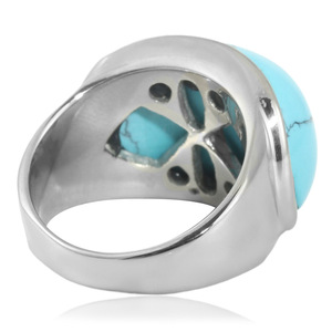 Yunnique – bague en pierre turquoise pour femmes, monture en acier inoxydable, bijoux cadeaux, bagues à la mode - Product Image 3